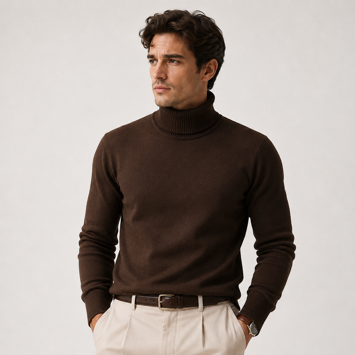 Men's Knit Turtleneck Sweater Classic Winter Casual Pullover 7