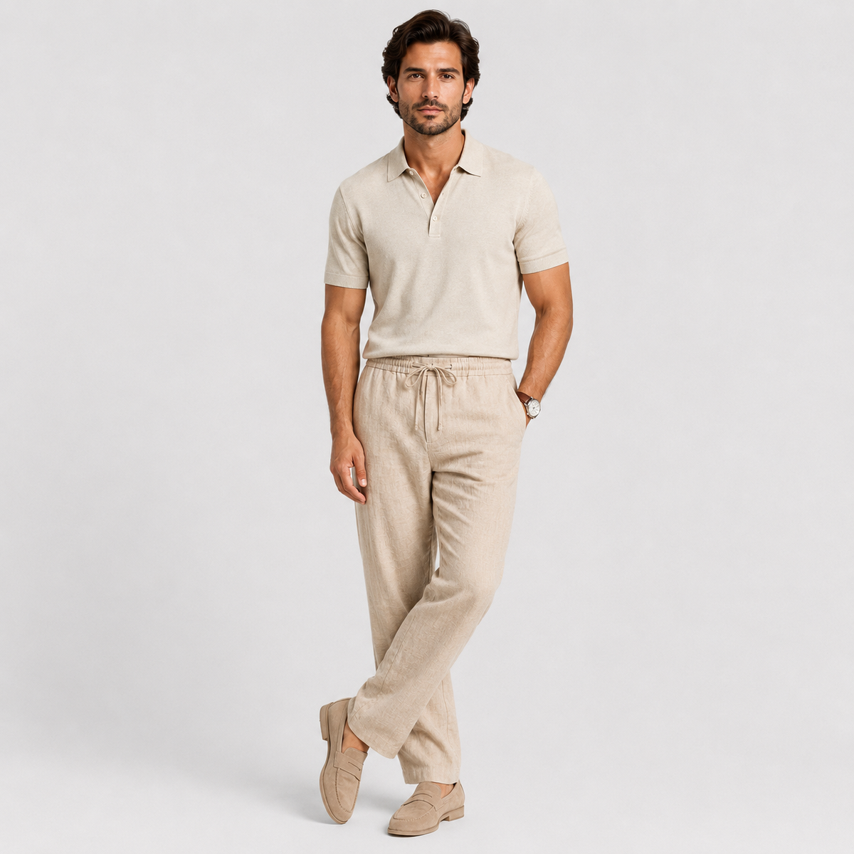 Men's Casual Pants Elastic Waist Lightweight Comfort 1