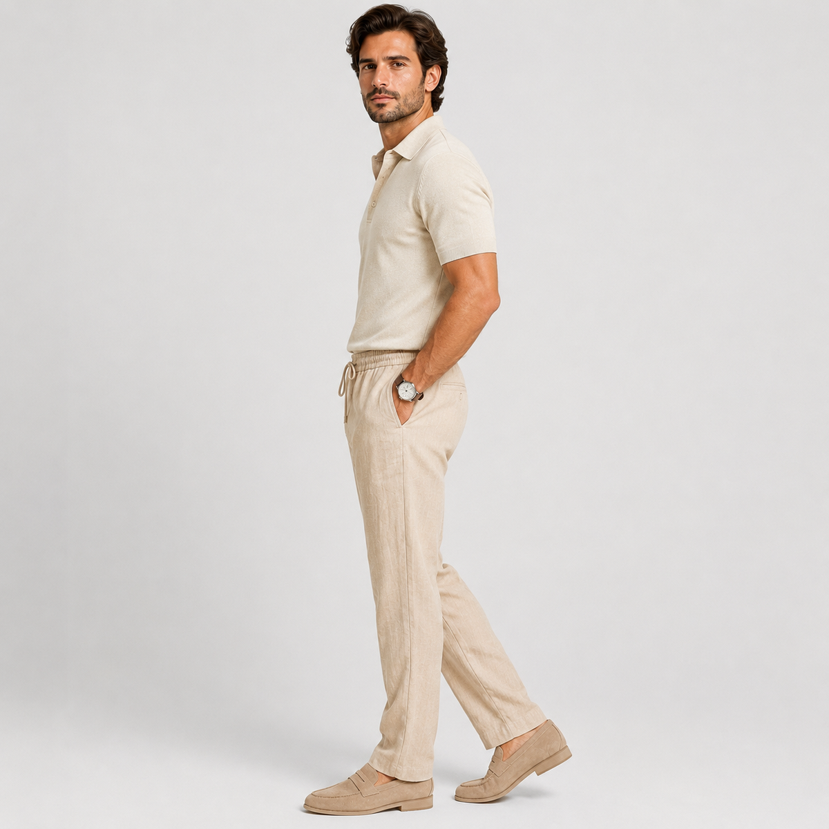 Men's Casual Pants Elastic Waist Lightweight Comfort 2