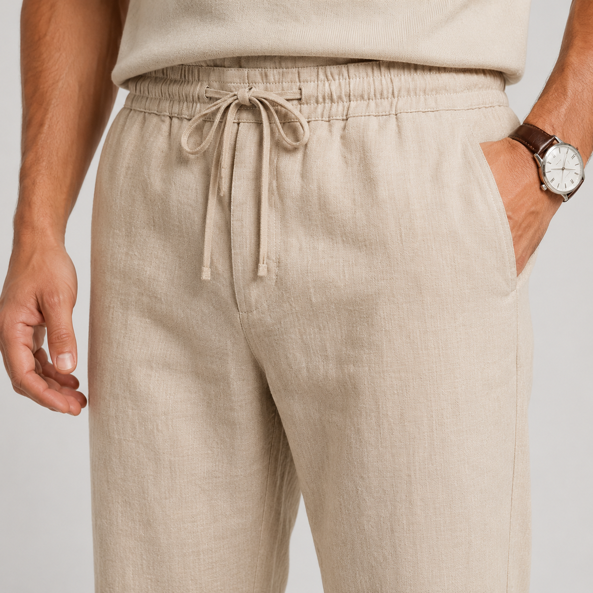 Men's Casual Pants Elastic Waist Lightweight Comfort 3