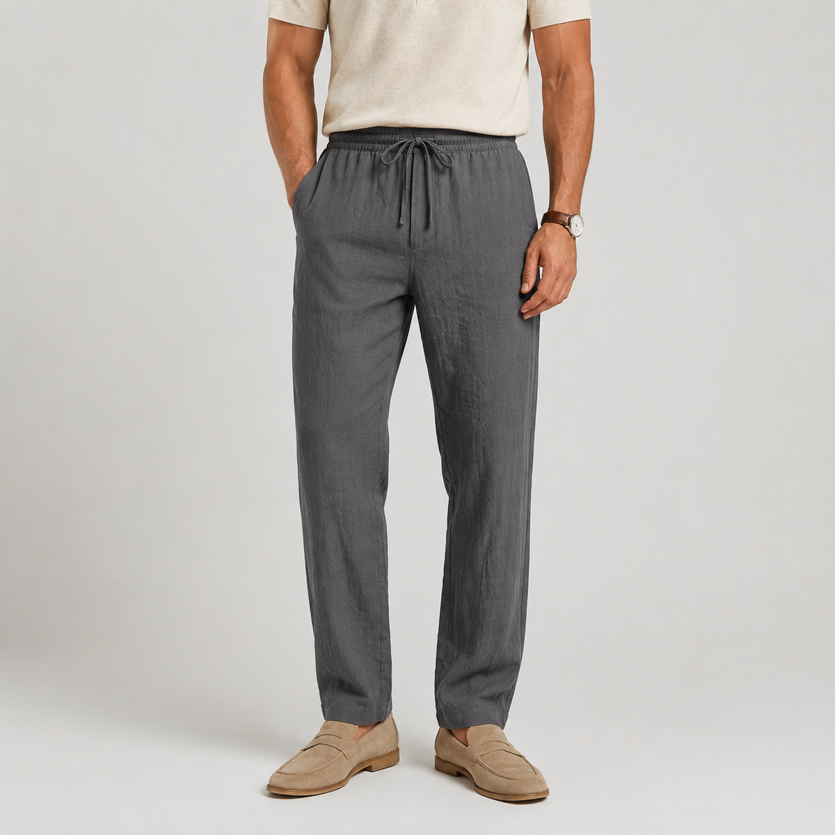Men's Casual Pants Elastic Waist Lightweight Comfort 6
