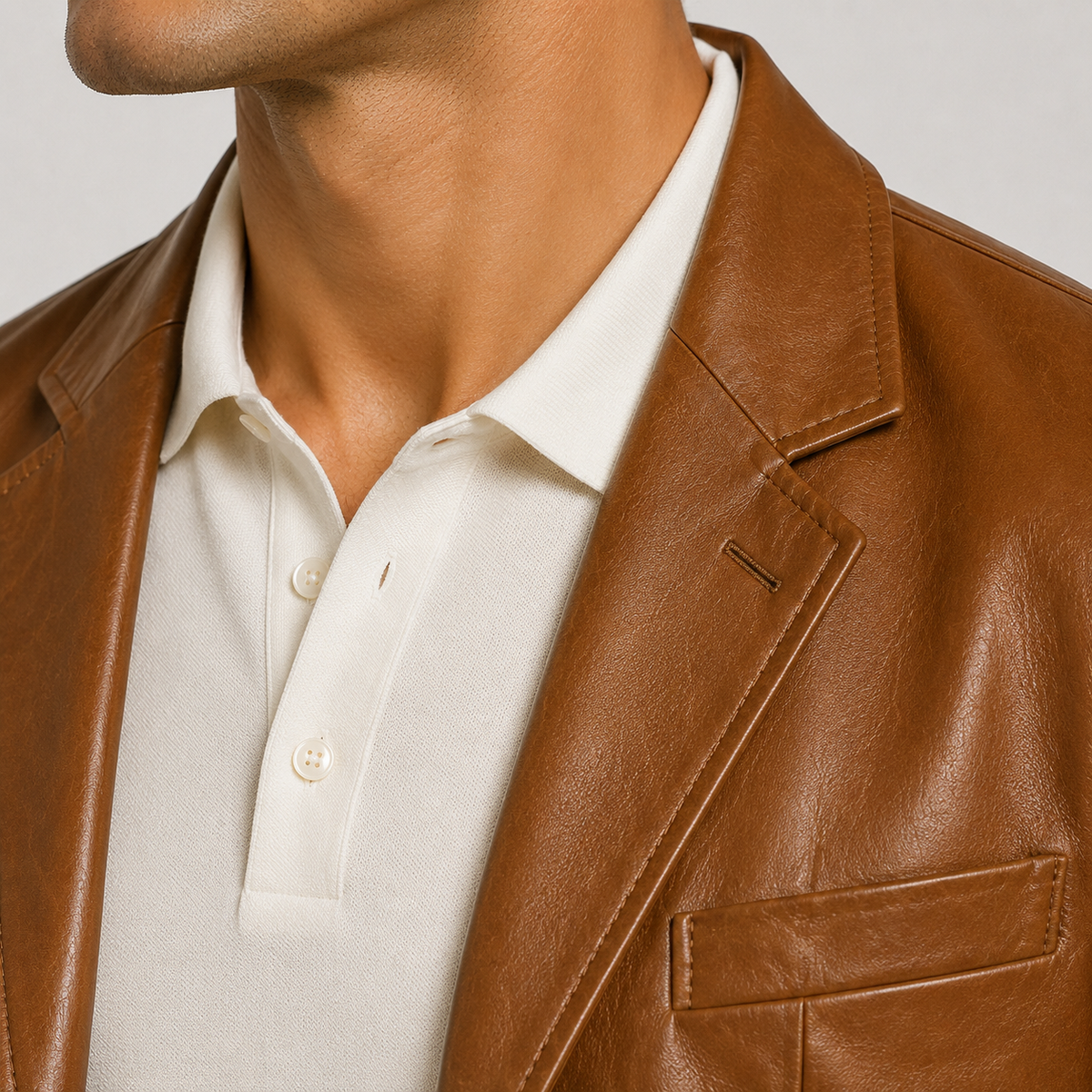 Men's Classic Leather Look Jacket Refined Smart Casual Elegance 2
