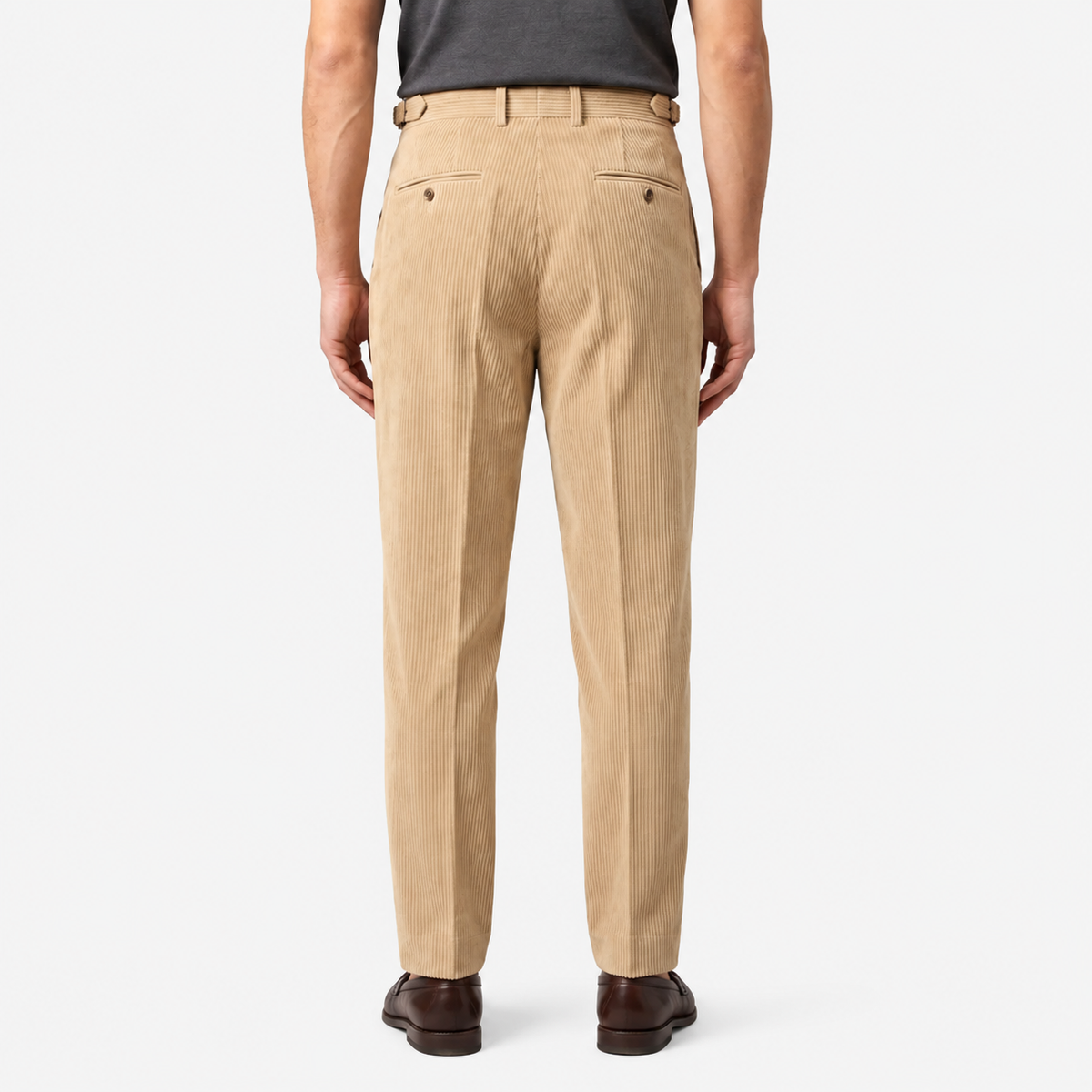 Men's Corduroy Pleated Trousers Classic Tailored Comfort Fit 3