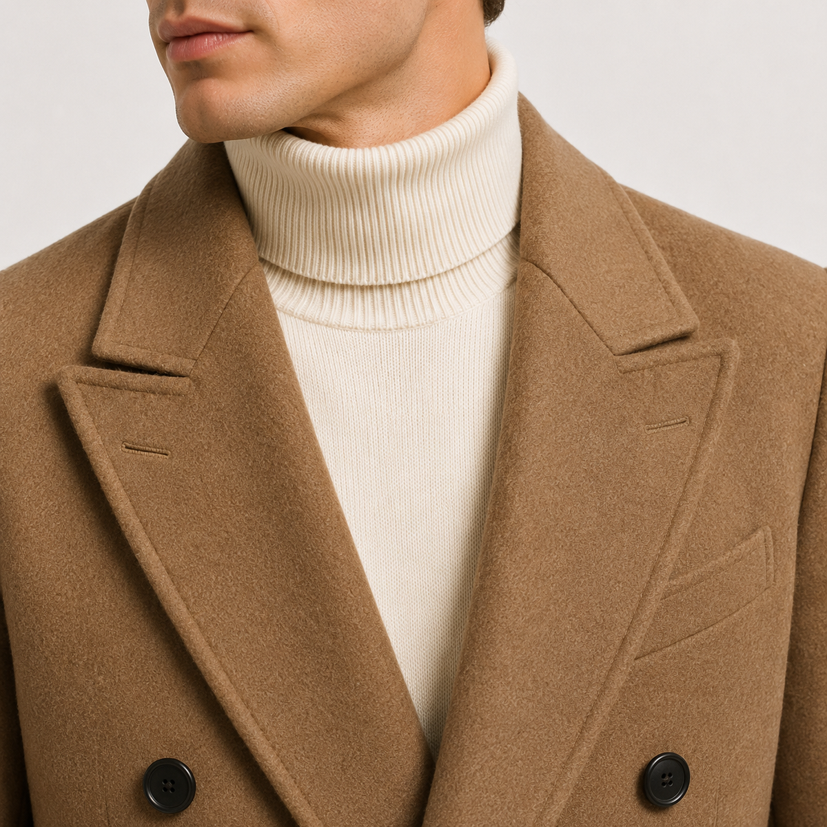 Men's Double Breasted Wool Coat Insulated Winter Formal Outerwear 2