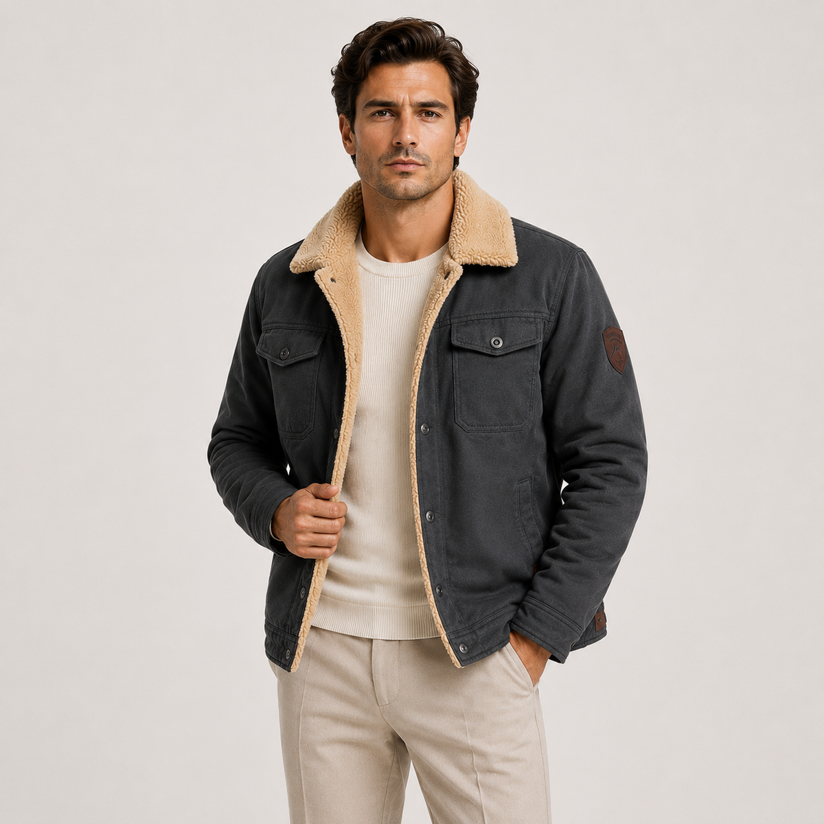 Men's Fleece Lined Utility Jacket Insulated Cold Weather Coat 6