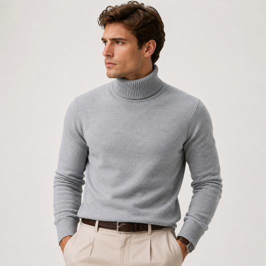 Men's Knit Turtleneck Sweater Classic Winter Casual Pullover 0
