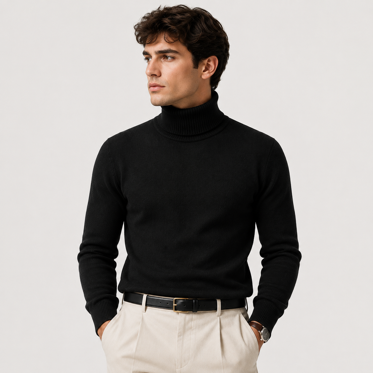 Men's Knit Turtleneck Sweater Classic Winter Casual Pullover 6