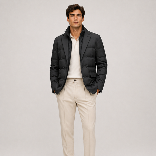 Men's Puffer Blazer Jacket Lightweight Warm Casual Outerwear 0