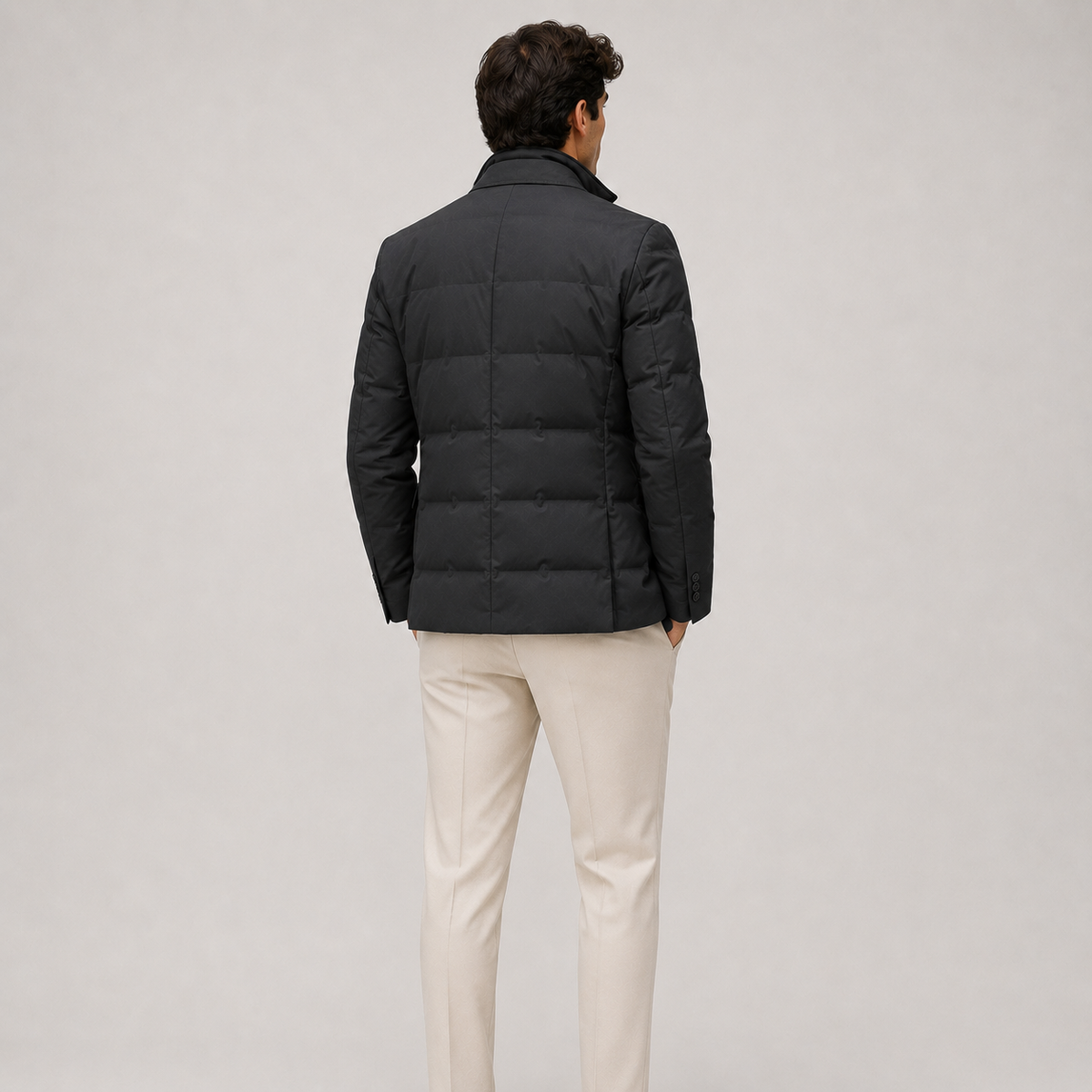 Men's Puffer Blazer Jacket Lightweight Warm Casual Outerwear 3