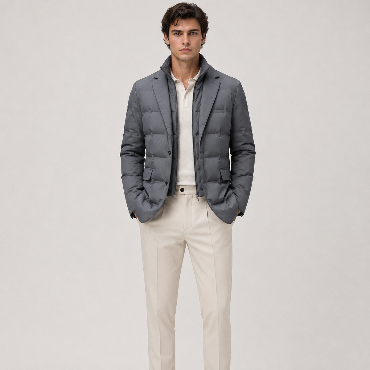 Men's Puffer Blazer Jacket Lightweight Warm Casual Outerwear 4