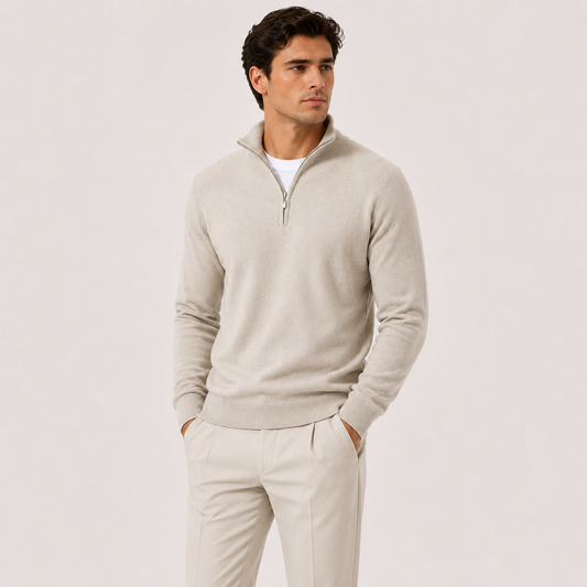 Men's Quarter Zip Knit Sweater Lightweight Warm Pullover 0