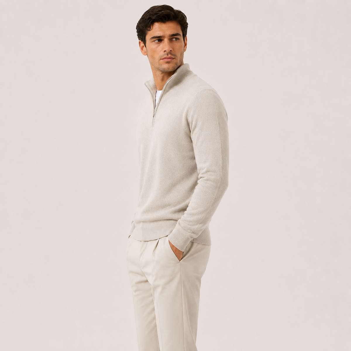 Men's Quarter Zip Knit Sweater Lightweight Warm Pullover 1