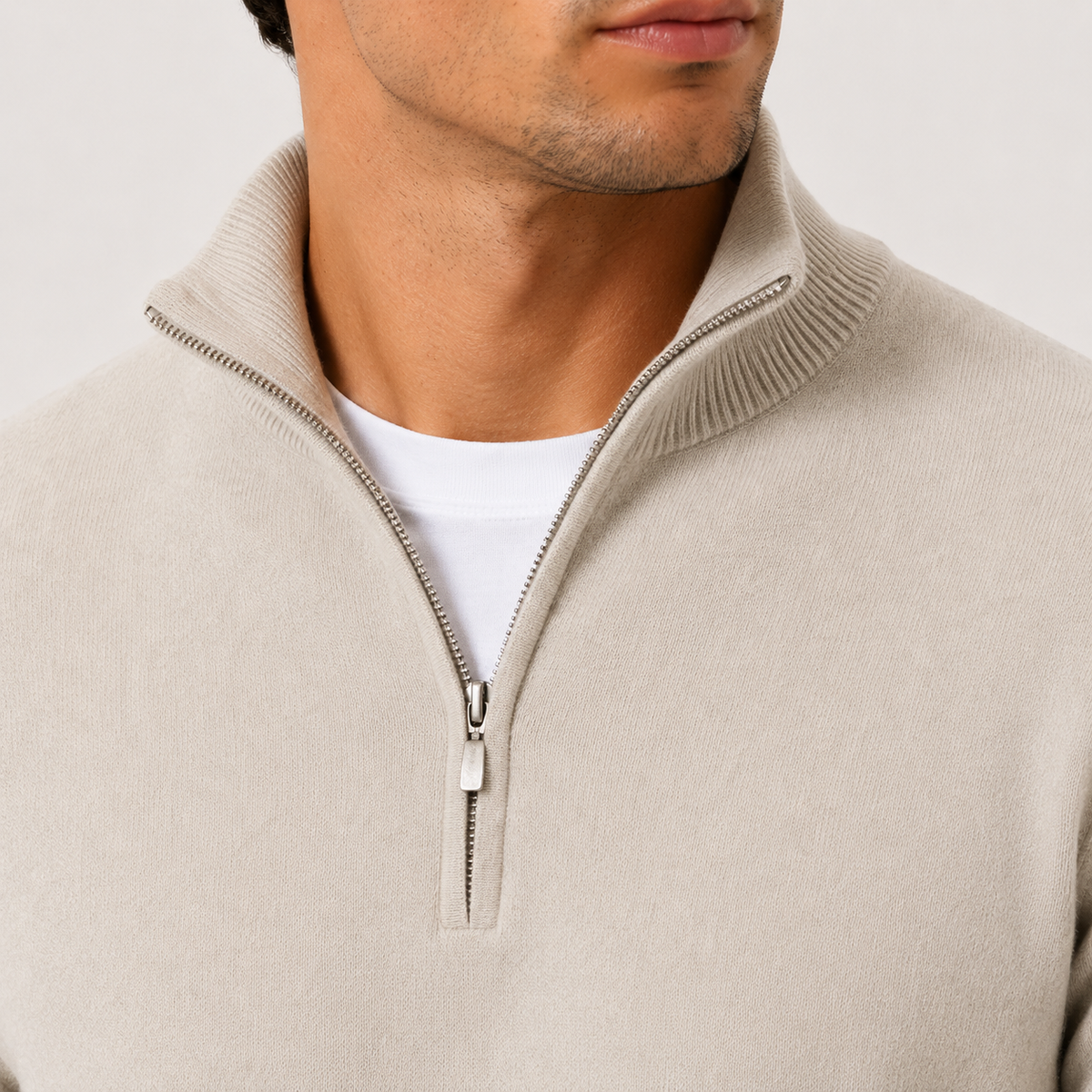 Men's Quarter Zip Knit Sweater Lightweight Warm Pullover 2