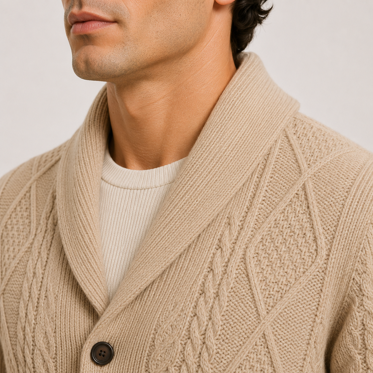 Men's Shawl Collar Cardigan Soft Knit Smart Casual Sweater 2