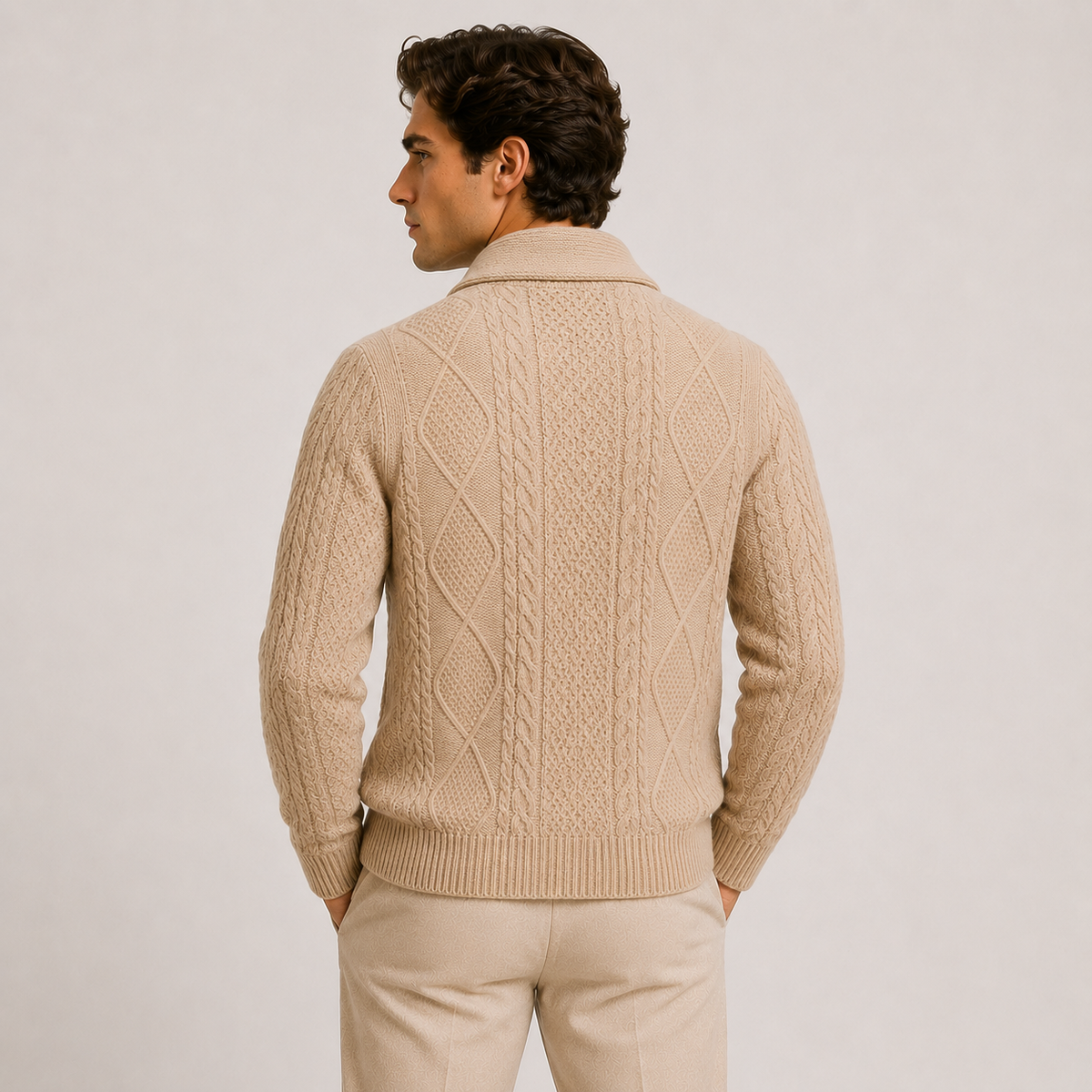 Men's Shawl Collar Cardigan Soft Knit Smart Casual Sweater 3