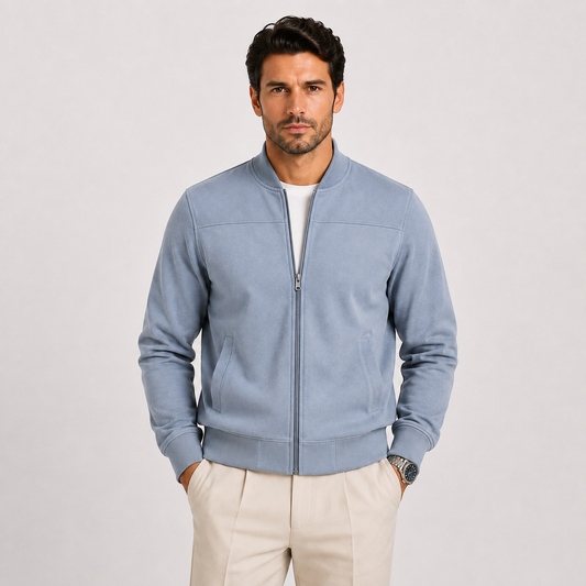 Men's Suede Bomber Jacket Lightweight Smart Casual Outerwear 0