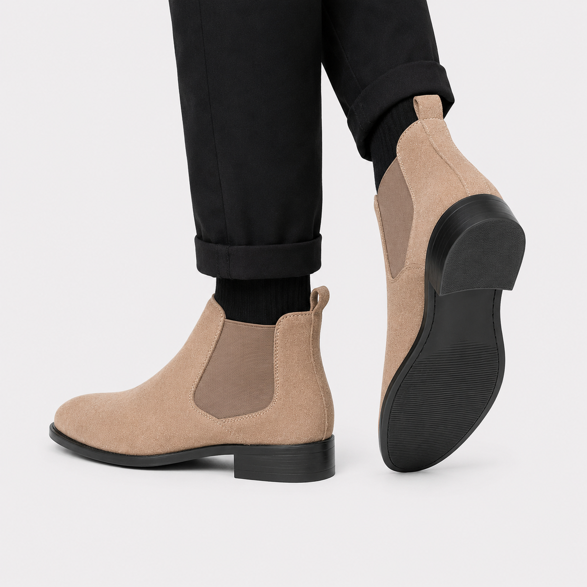 Men's Suede Chelsea Boots Comfortable Slip-On Casual Boots 3