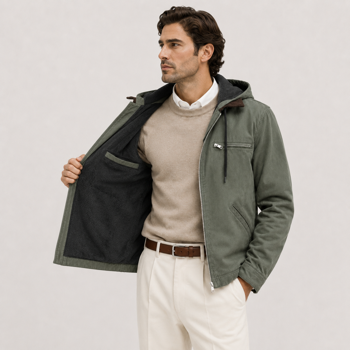 Men's Warm Hooded Winter Jacket with Soft Fleece Lining 1