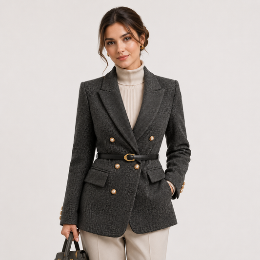 Women's Belted Blazer Timeless Tailored Business Casual Outerwear