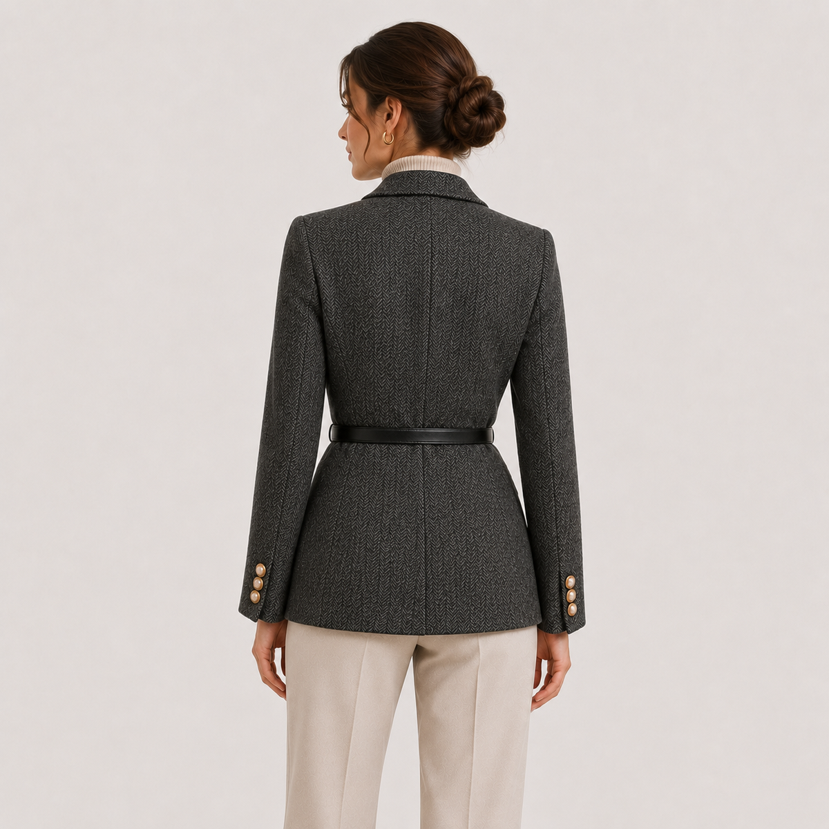 Women's Belted Blazer Timeless Tailored Business Casual Outerwear