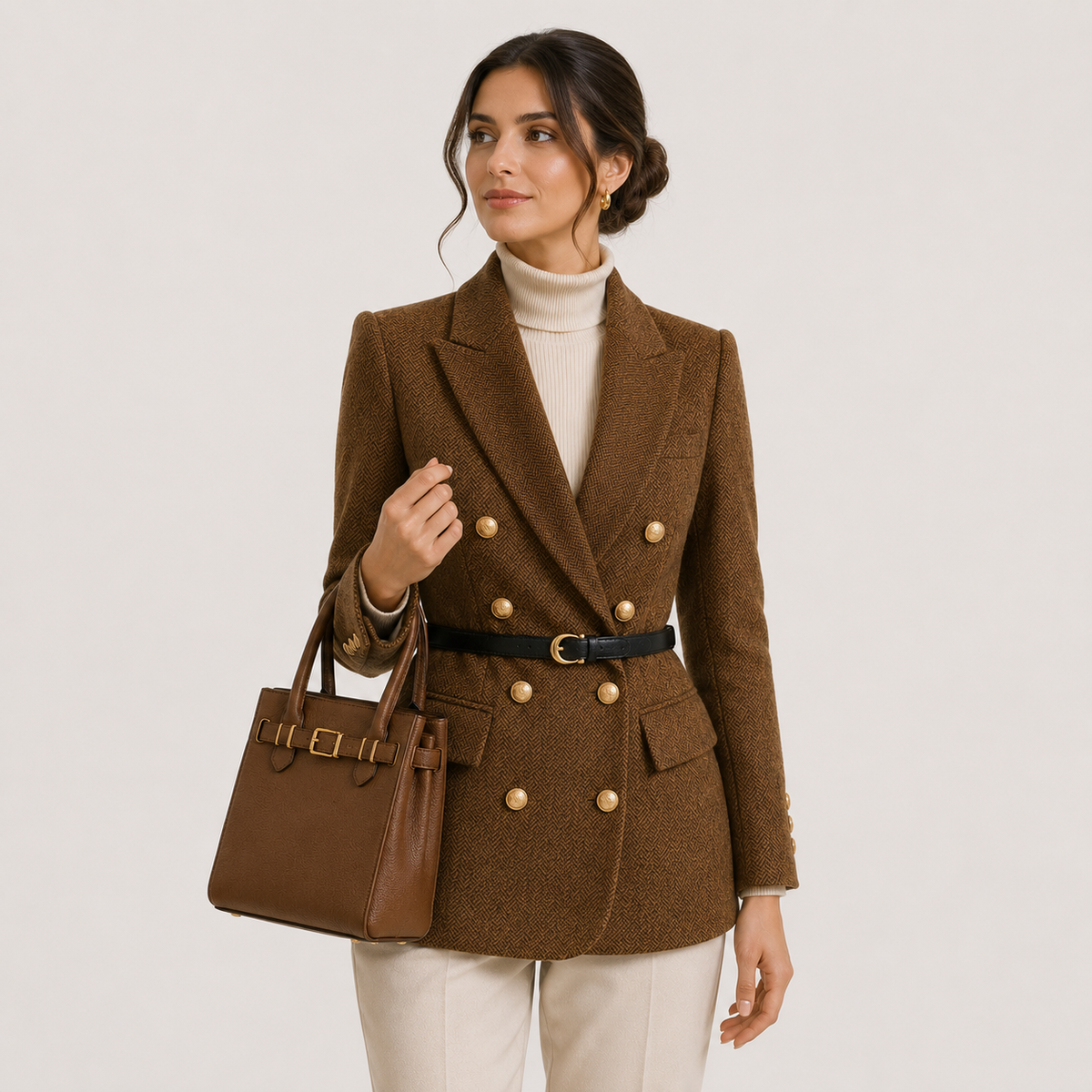 Women's Belted Blazer Timeless Tailored Business Casual Outerwear