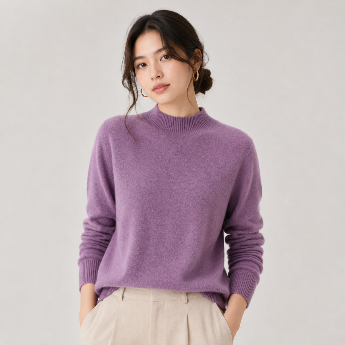 Women's Cashmere Look Sweater Lightweight Classic Fit