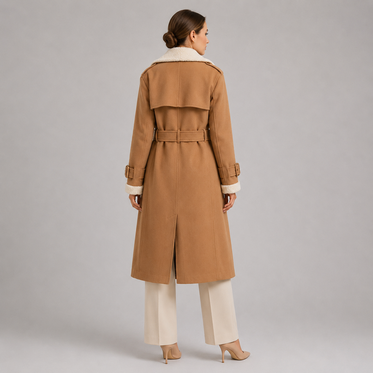 Women's Classic Lapel Collar Coat Elegant Long Winter Jacket