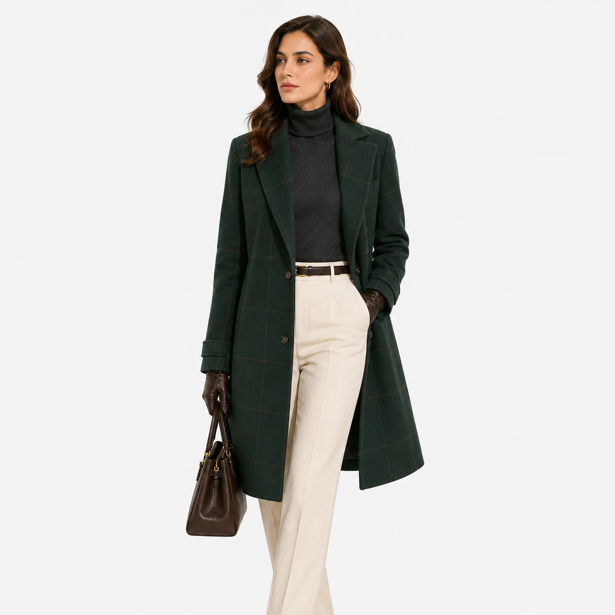 Women's Classic Tweed Coat Comfortable Plaid Everyday Outerwear