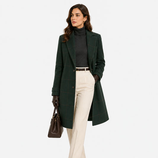 Women's Classic Tweed Coat Comfortable Plaid Everyday Outerwear
