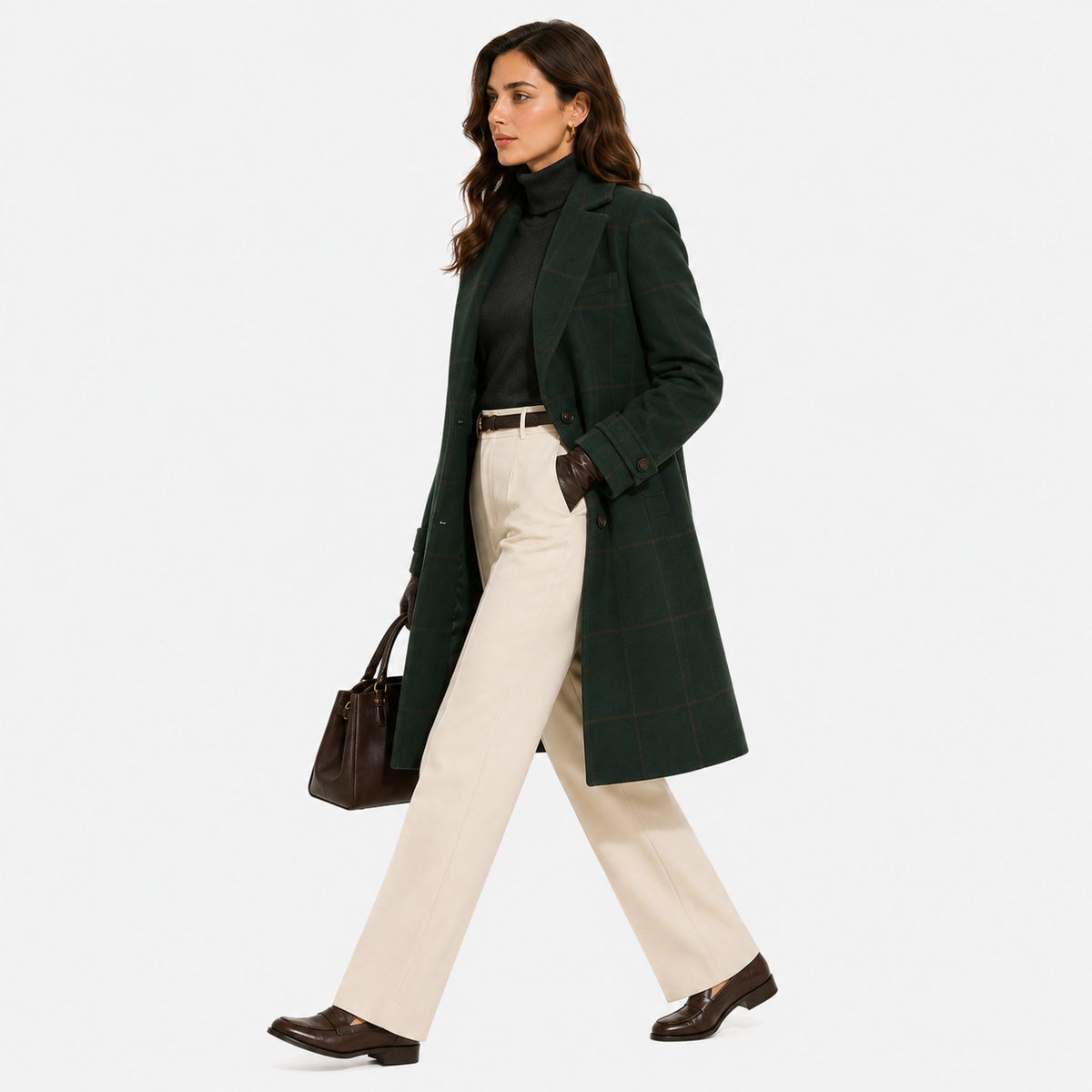 Women's Classic Tweed Coat Comfortable Plaid Everyday Outerwear