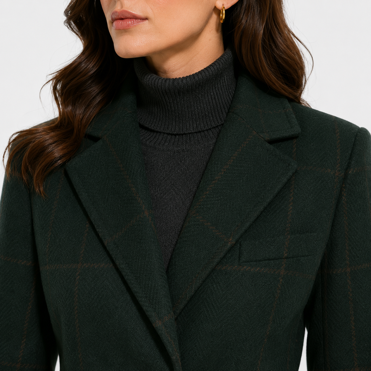 Women's Classic Tweed Coat Comfortable Plaid Everyday Outerwear