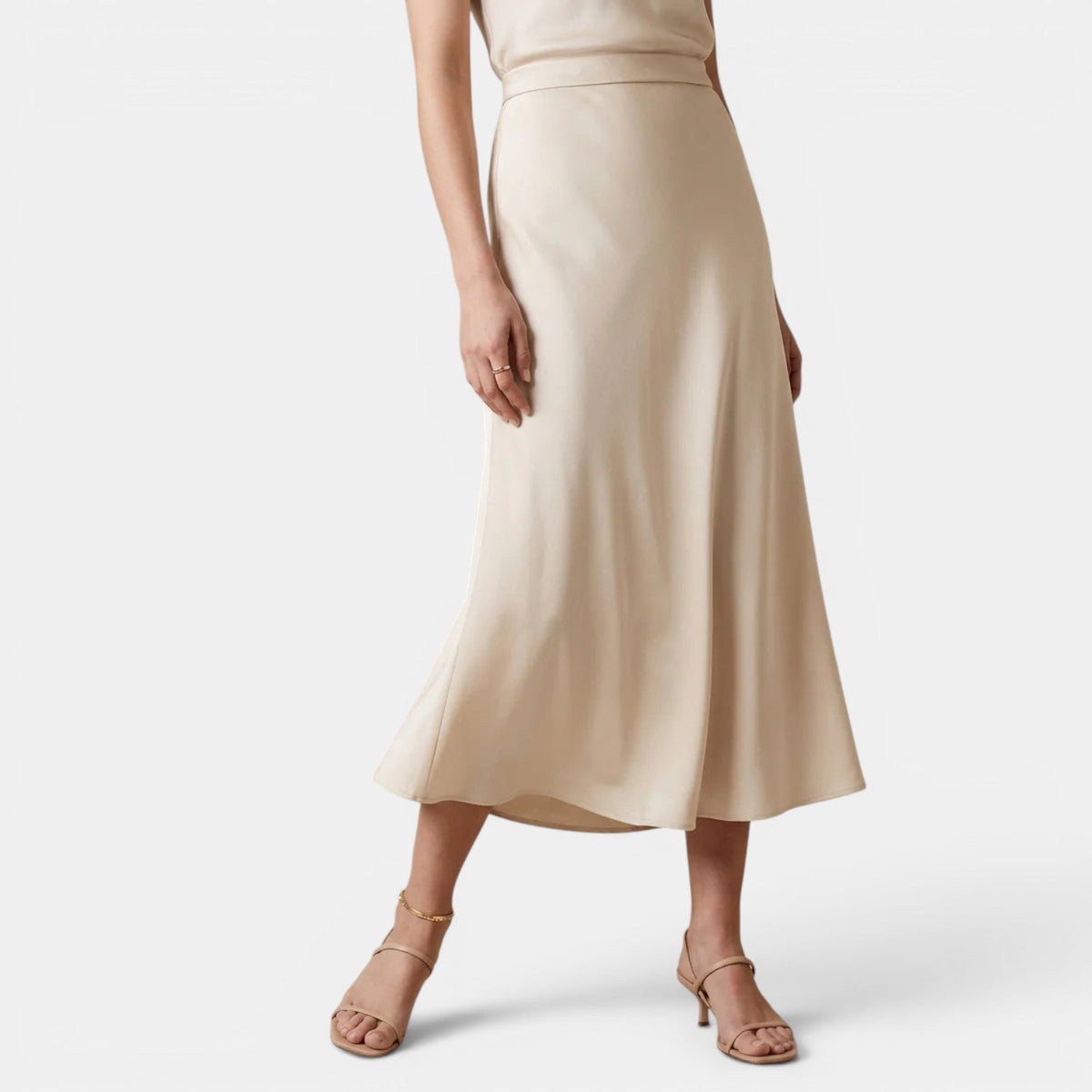 Women’s High Waist Silk Midi Skirt
