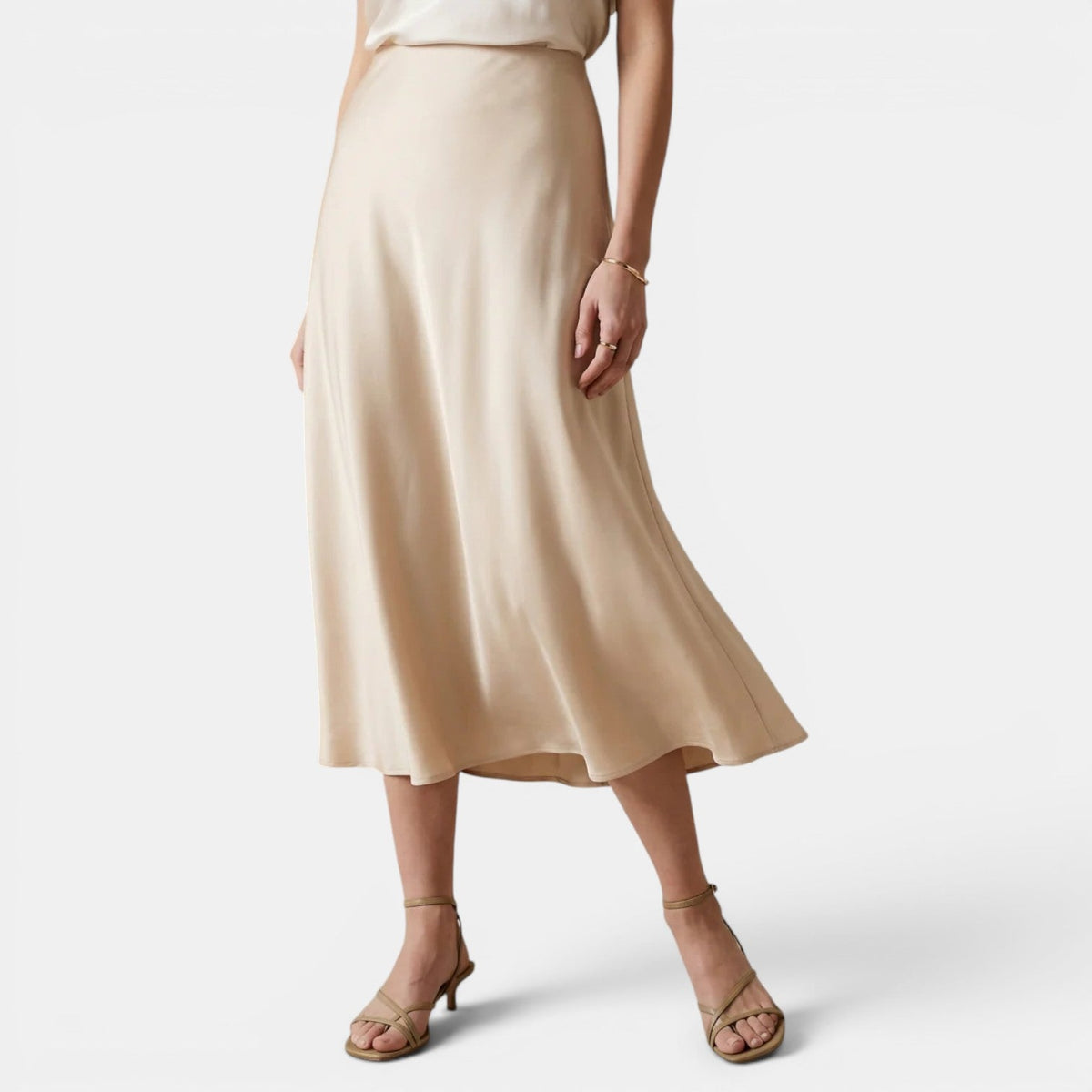 Women’s High Waist Silk Midi Skirt