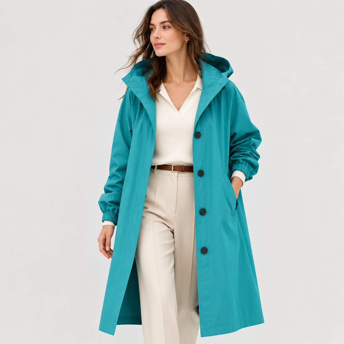 Women's Lightweight Hooded Windbreaker Water Resistant Rain Coat