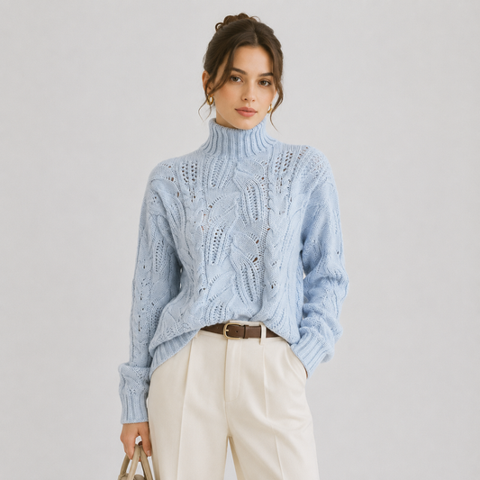 Women's Premium Cashmere Look Sweater Warm Long Sleeve Knitwear