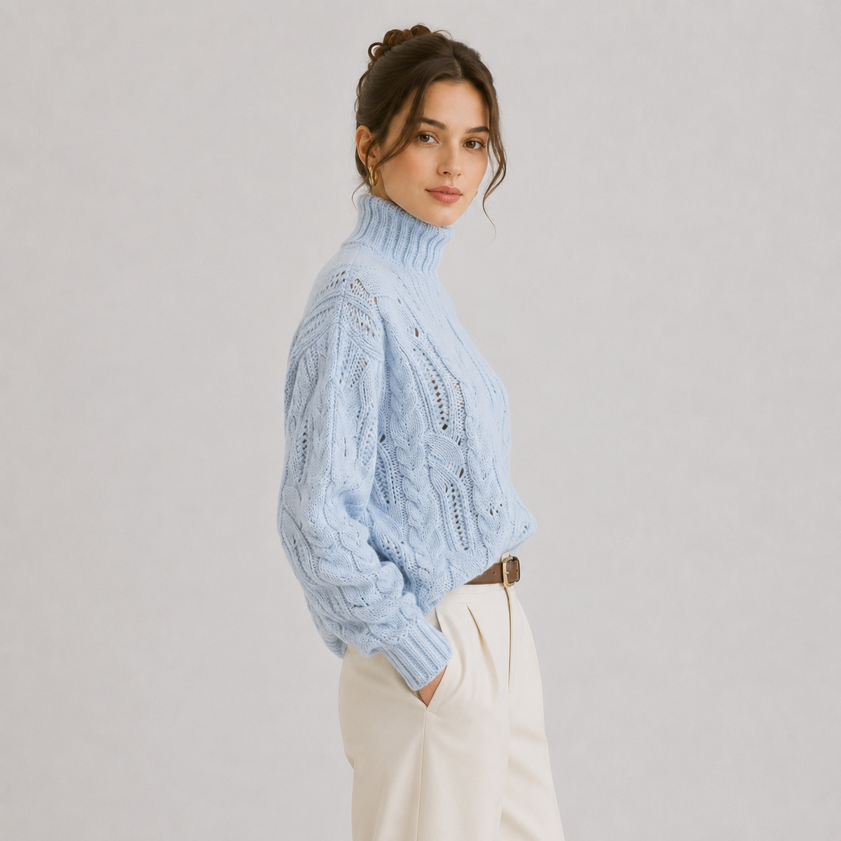 Women's Premium Cashmere Look Sweater Warm Long Sleeve Knitwear