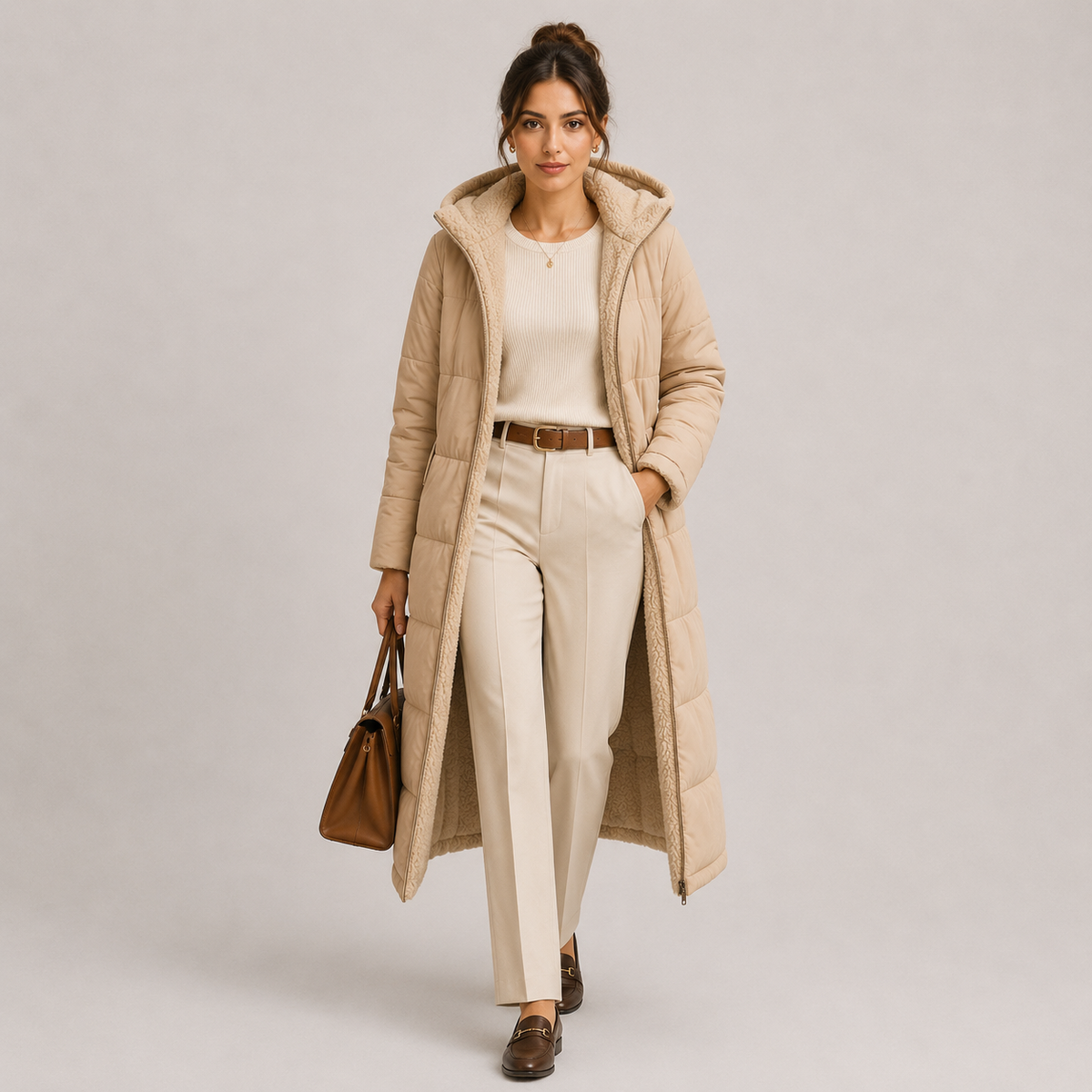 Women's Warm Long Hooded Winter Coat with Plush Lining