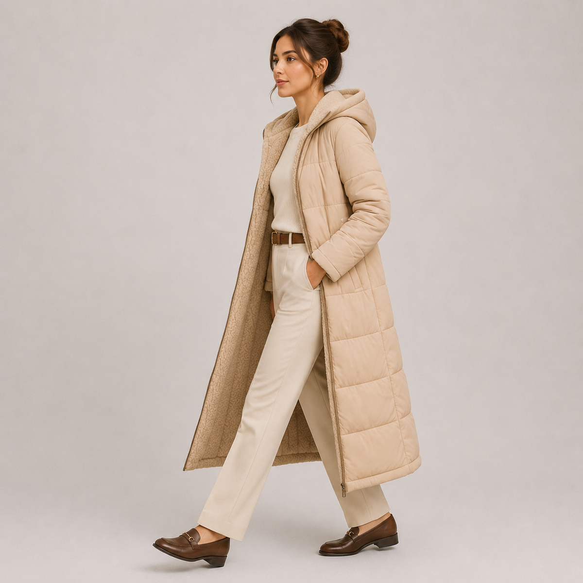 Women's Warm Long Hooded Winter Coat with Plush Lining