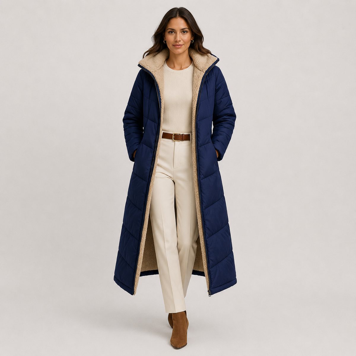 Women's Warm Long Hooded Winter Coat with Plush Lining