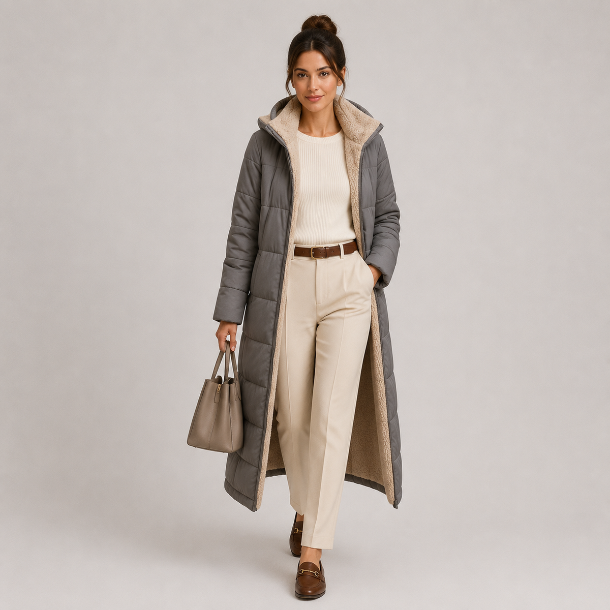 Women's Warm Long Hooded Winter Coat with Plush Lining